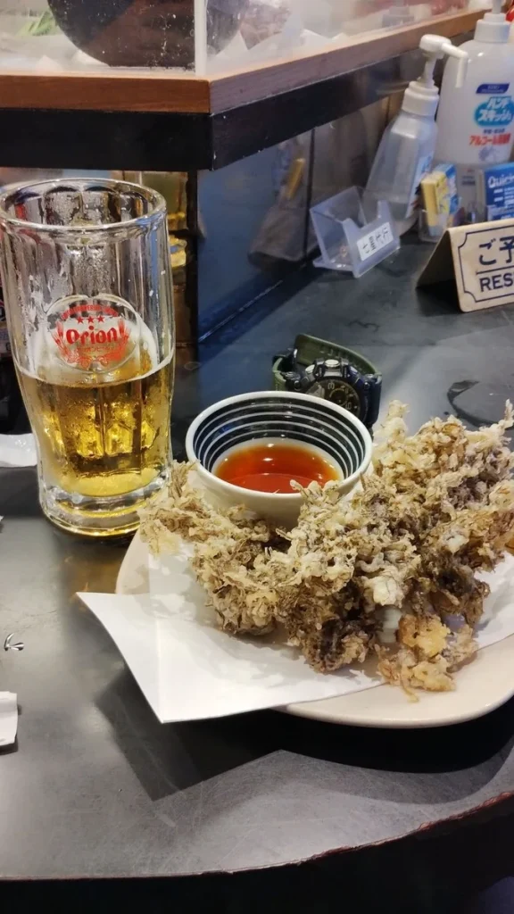 海鮮酒家中山で食べたもずく天ぷら