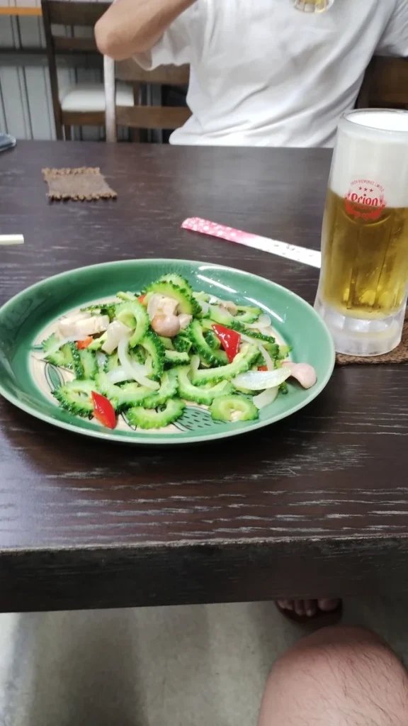 来間島の花風で食べたゴーヤーチャンプルーとオリオンビール